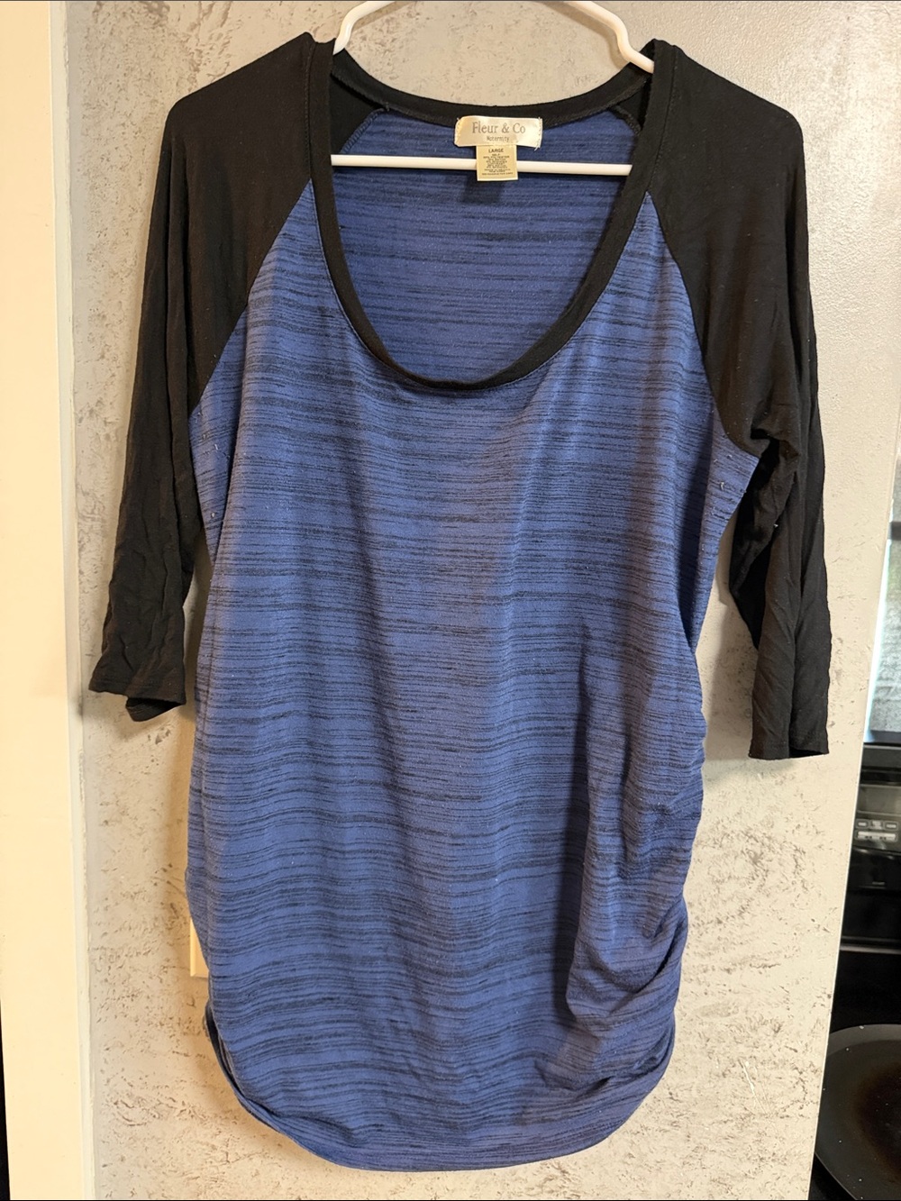 Blue and Black Maternity Raglan Scoop Neck Top